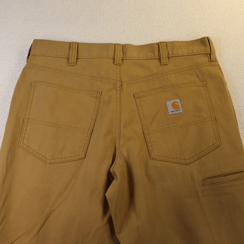 Carhartt Mens 34x32 Canvas Work Pants Brown Rugged Flex Relaxed Fit BN2517-M
